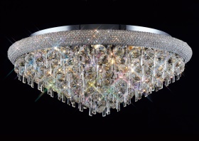 Alexandra Polished Chrome Crystal Ceiling Lights Diyas Statement Crystal Fittings